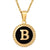 Fashion Round Letter Stainless Steel Pendant Necklace Enamel Gold Plated Stainless Steel Necklaces