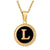 Fashion Round Letter Stainless Steel Pendant Necklace Enamel Gold Plated Stainless Steel Necklaces