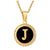 Fashion Round Letter Stainless Steel Pendant Necklace Enamel Gold Plated Stainless Steel Necklaces