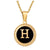 Fashion Round Letter Stainless Steel Pendant Necklace Enamel Gold Plated Stainless Steel Necklaces