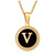 Fashion Round Letter Stainless Steel Pendant Necklace Enamel Gold Plated Stainless Steel Necklaces