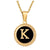 Fashion Round Letter Stainless Steel Pendant Necklace Enamel Gold Plated Stainless Steel Necklaces