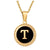 Fashion Round Letter Stainless Steel Pendant Necklace Enamel Gold Plated Stainless Steel Necklaces