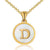 Fashion Round Letter Titanium Steel Inlaid Shell Pendant Necklace