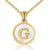 Fashion Round Letter Titanium Steel Inlaid Shell Pendant Necklace