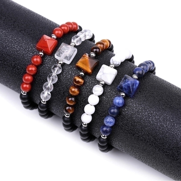 Fashion Round Natural Stone Beaded Polishing Bracelets 1 Piece