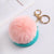 Fashion Round Pu Leather Alloy Plush Plating Bag Pendant Keychain