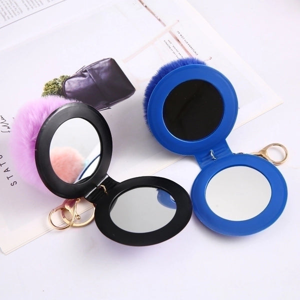 Fashion Round Pu Leather Alloy Plush Plating Bag Pendant Keychain