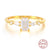 Fashion Round Square Oval Sterling Silver Inlay Zircon Rings 1 Piece