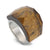 Fashion Round Stainless Steel Plating Inlay Natural Stone Rings 1 Piece