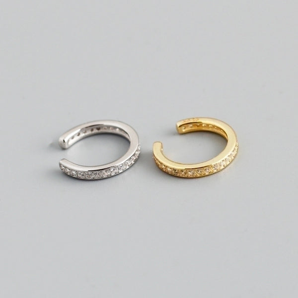 Fashion Round Sterling Silver Inlay Artificial Diamond Ear Clips 1 Piece