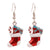 Fashion Santa Claus Christmas Socks Bell Epoxy Alloy Earrings