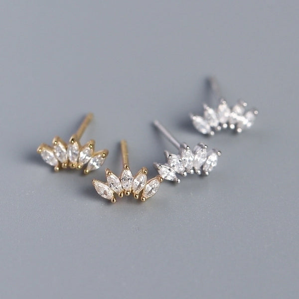 Fashion Sector Silver Plating Zircon Ear Studs 1 Pair