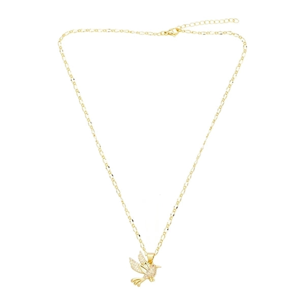 Fashion Minimalist Bird Copper 18k Gold Plated Zircon Necklace In Bulk