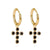 Fashion Simple Style Cross Plating Titanium Steel Artificial Gemstones Earrings