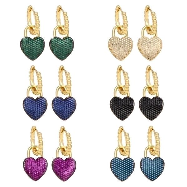 Fashion Simple Style Heart Shape Copper Plating Inlay Zircon Drop Earrings 1 Pair