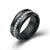 Fashion Single Row Rhinestone Inlaid 8mm Black White Titanium Steel Couple Rings