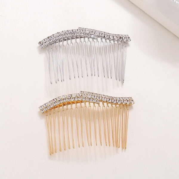 Fashion Solid Color Alloy Plating Rhinestones Hair Combs 1 Piece