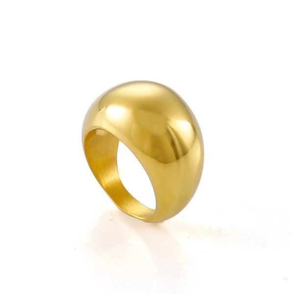 Fashion Solid Color Arc Large Smooth Stainless Steel  Geometric Ring Wholesale