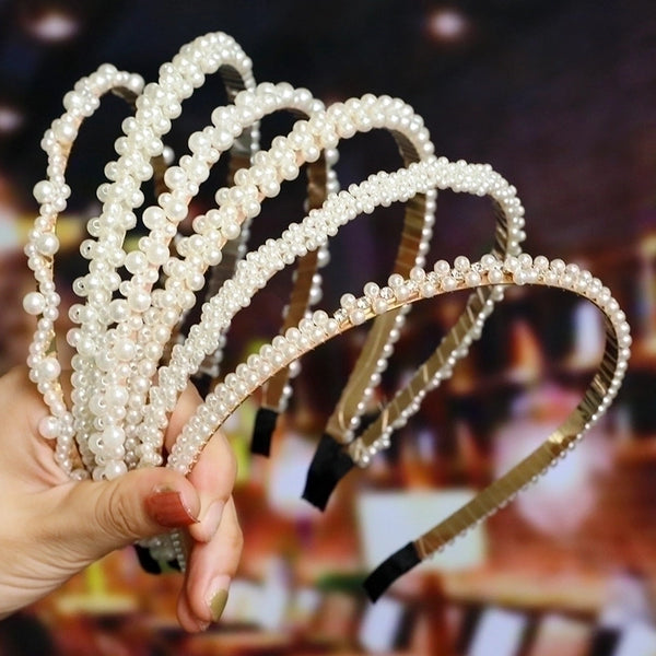 Fashion Solid Color Artificial Pearl Hair Band 1 Piece