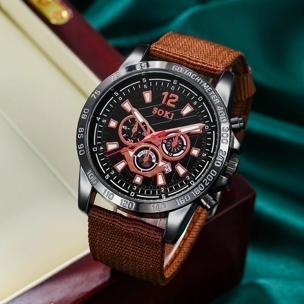 Fashion Solid Color Buckle Quartz Men's Watches