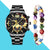 Fashion Solid Color Butterfly Double Snap Quartz Men's Watches