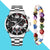 Fashion Solid Color Butterfly Double Snap Quartz Men's Watches