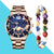 Fashion Solid Color Butterfly Double Snap Quartz Men's Watches