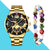 Fashion Solid Color Butterfly Double Snap Quartz Men's Watches