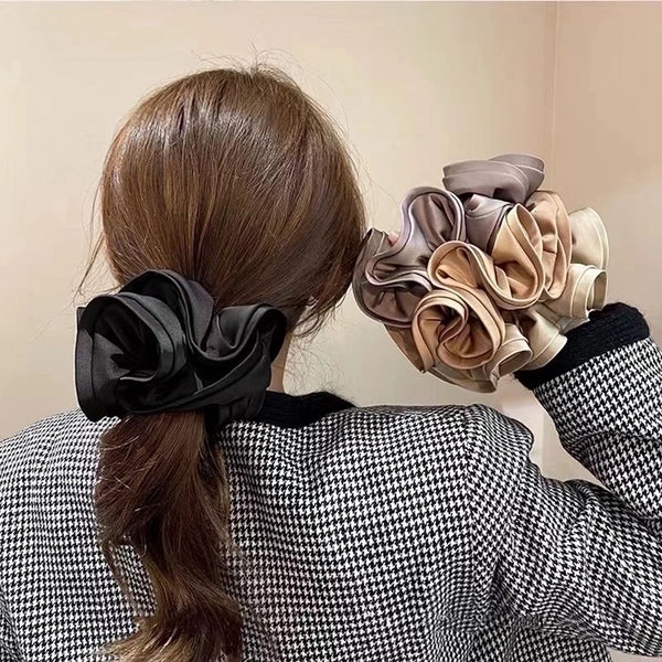 Fashion Solid Color Cloth Pleated Hair Tie 1 Piece