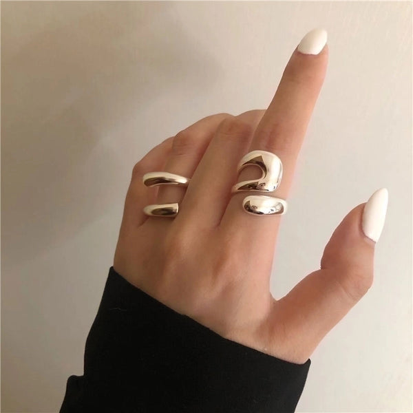 Fashion Solid Color Copper Silver Plated Open Ring 1 Piece