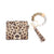 Fashion Solid Color Leopard Pu Leather Beaded Women's Bag Pendant Keychain