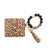 Fashion Solid Color Leopard Pu Leather Beaded Women's Bag Pendant Keychain