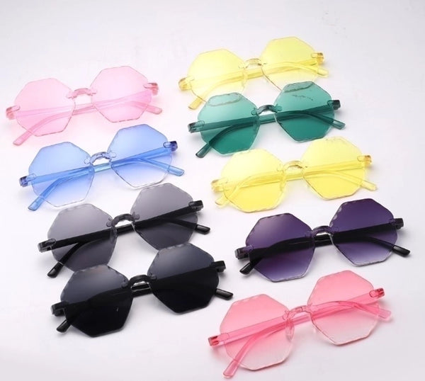 Fashion Solid Color Pc Polygon Frameless Kids Sunglasses