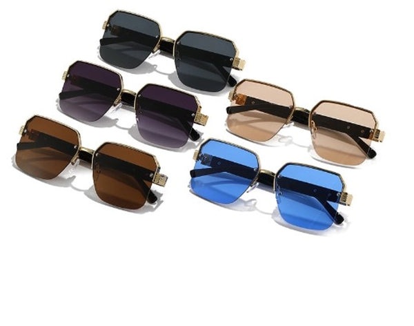 Fashion Solid Color Pc Square Half Frame Men's Sunglasses