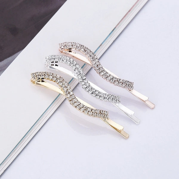 Fashion Solid Color Rhinestone Plating Inlay Artificial Diamond Hair Clip