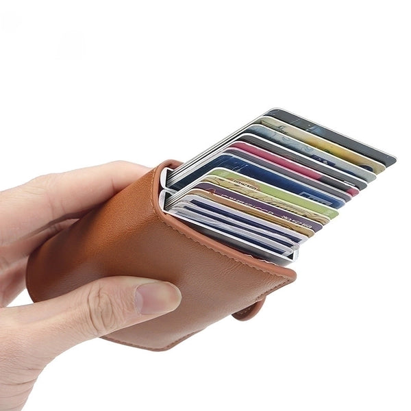 Fashion Solid Color Square Magnetic Buckle Card Holder