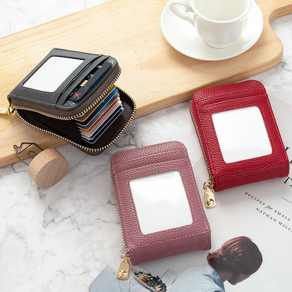 Fashion Solid Color Square Zipper Card Holder