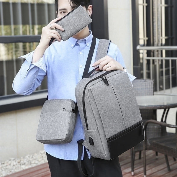 Fashion Solid Color Square Zipper Functional Backpack