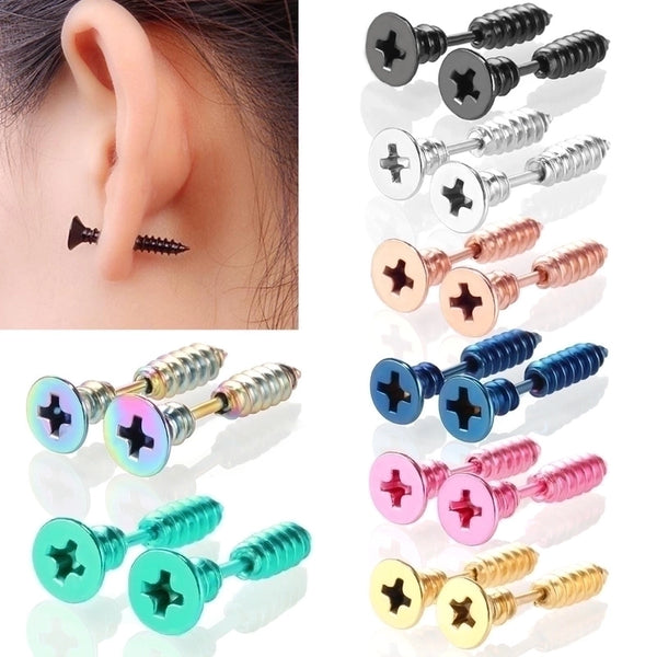 Fashion Solid Color Stainless Steel Ear Studs 1 Piece