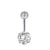 Fashion Solid Color Stainless Steel Inlay Artificial Gemstones Belly Ring