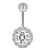 Fashion Solid Color Stainless Steel Inlay Artificial Gemstones Belly Ring