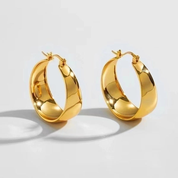 Fashion Solid Color Stainless Steel Plating Hoop Earrings 1 Pair