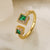 Fashion Square Copper 18k Gold Plated Zircon Open Ring In Bulk