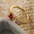 Fashion Square Copper 18k Gold Plated Zircon Open Ring In Bulk