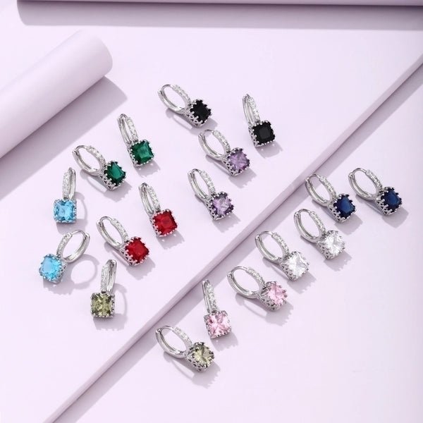 Fashion Square Copper Inlaid Zircon Ear Buckle Wholesale