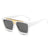 Fashion Square Pc Uv400 Resin Square Inlay Full Frame Men's Sunglasses