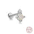 Fashion Square Water Droplets Paw Print Silver Inlay Zircon Ear Studs 1 Piece