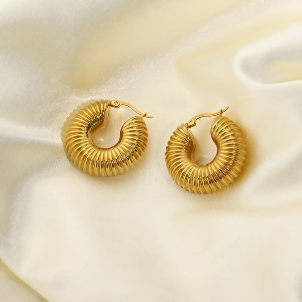 Fashion Stainless Steel Gold-plated Water Pipe Shape Earrings Wholesale