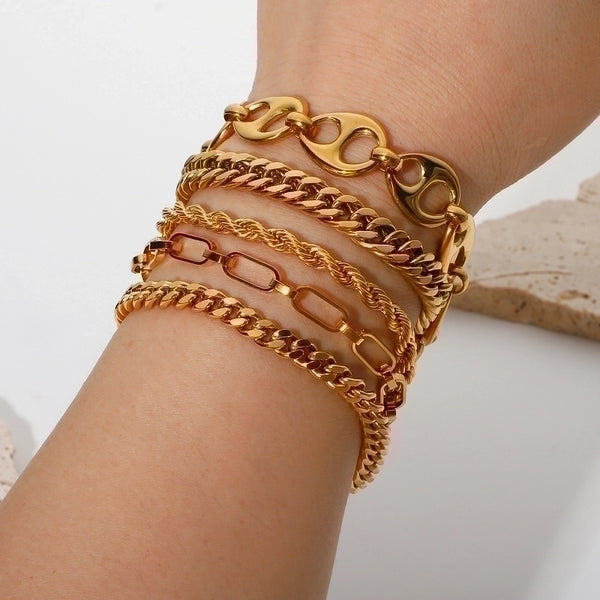 Fashion Stainless Steel Plating No Inlaid Gold Plated Bracelets